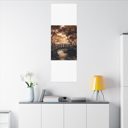 Autumn Wooden Bridge Gold Vein Canvas Art | Resilient Decor
