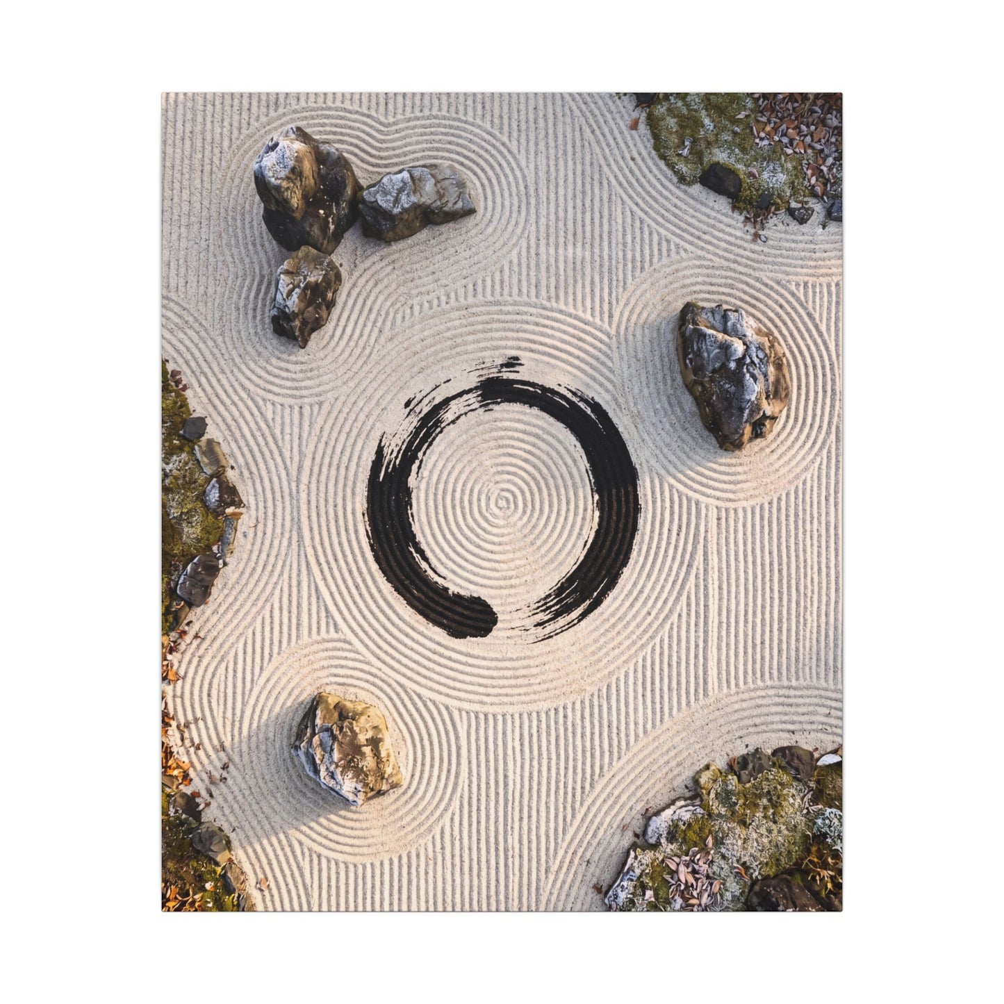 Rock Garden Canvas Art | Winter Zen Enso Art