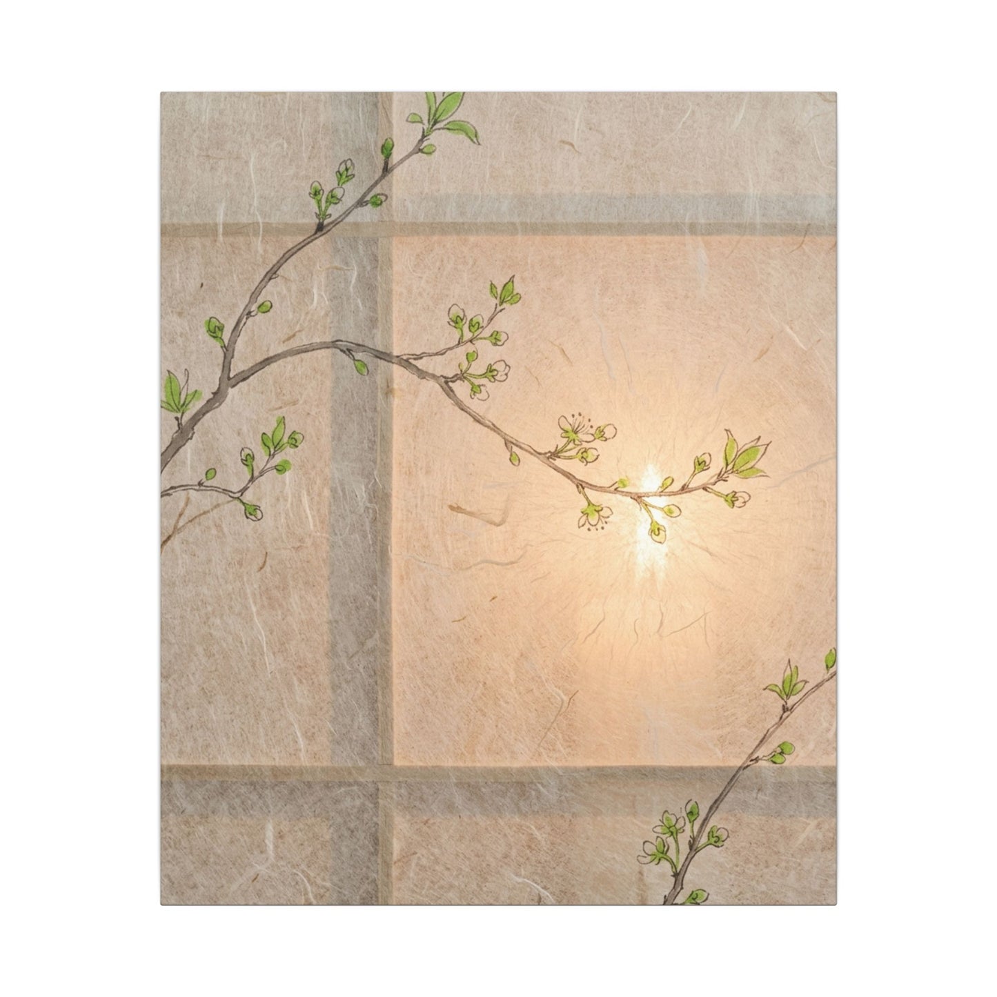Shoji Screen Canvas Art | Spring Japandi Minimal Line Art
