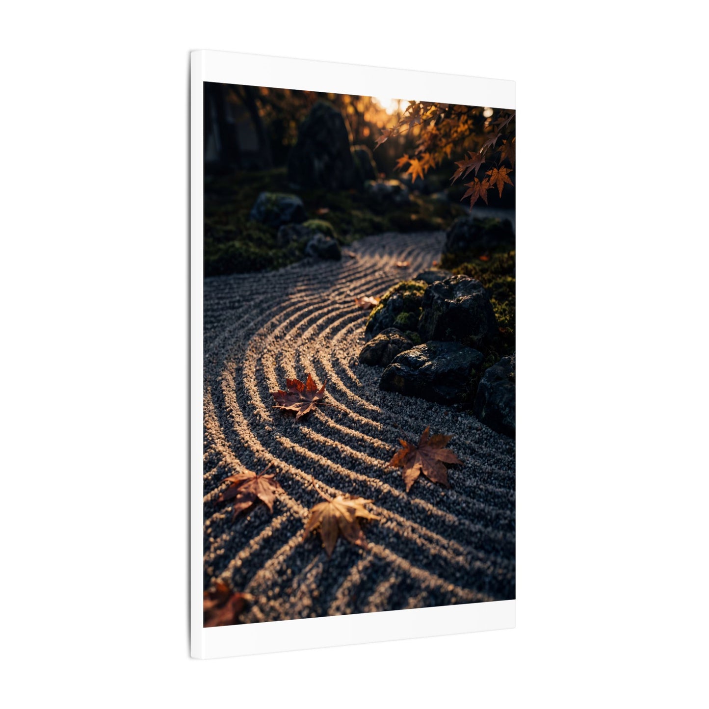 Rock Garden Moody Minimal Canvas Art | Bold Dark Japandi Art