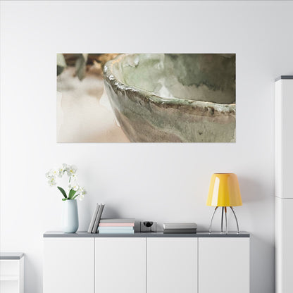 Ceramic Bowl Canvas Art | Summer Japandi Watercolor Art