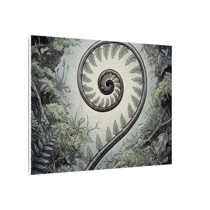 Zen Fern Unfurling in Dawn | Ukiyo E Inspired Canvas Art
