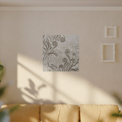 Japandi Fern Unfurling in Overcast | Japanese Pattern Canvas Art