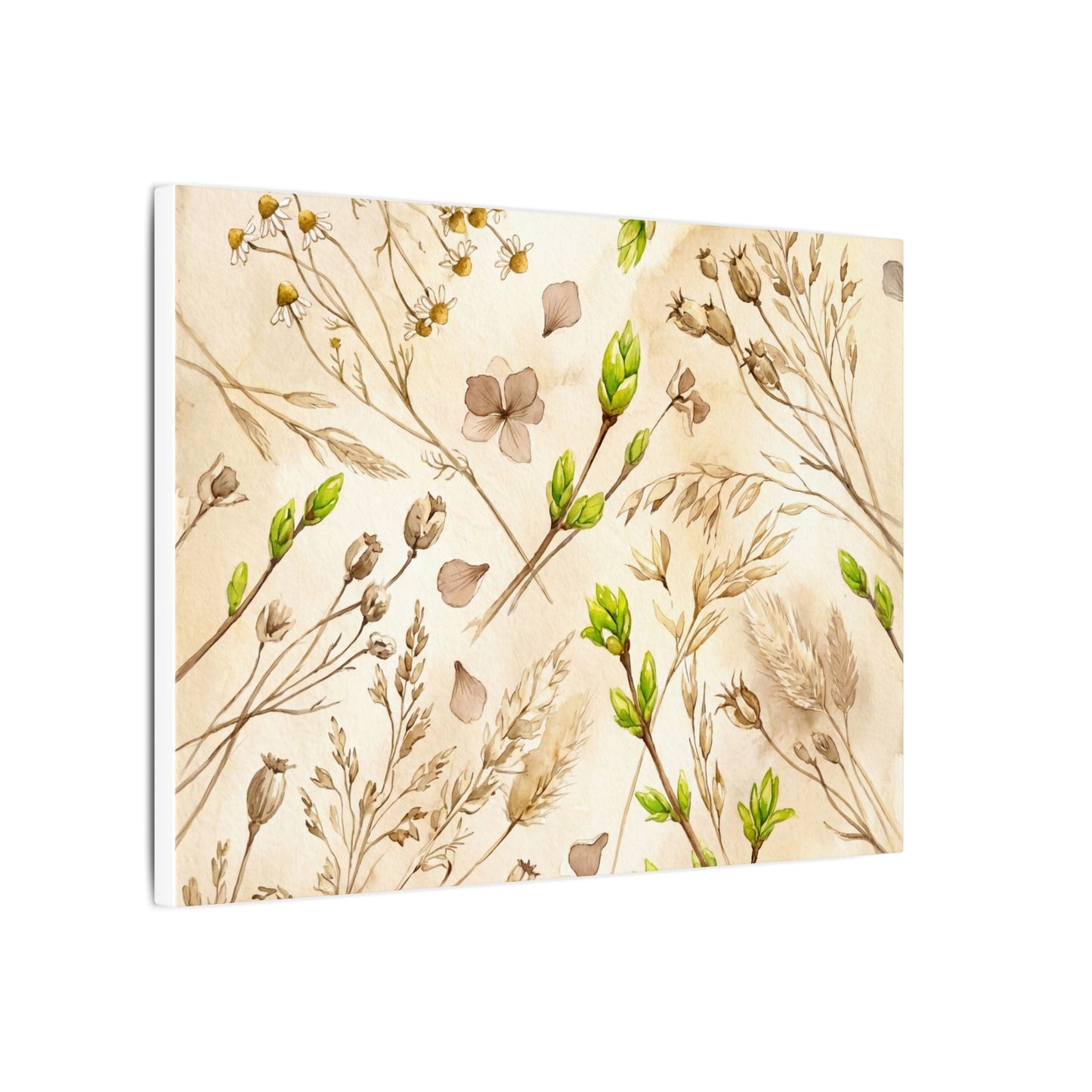 Spring Dried Flowers Watercolor Canvas Art | Earthy Decor