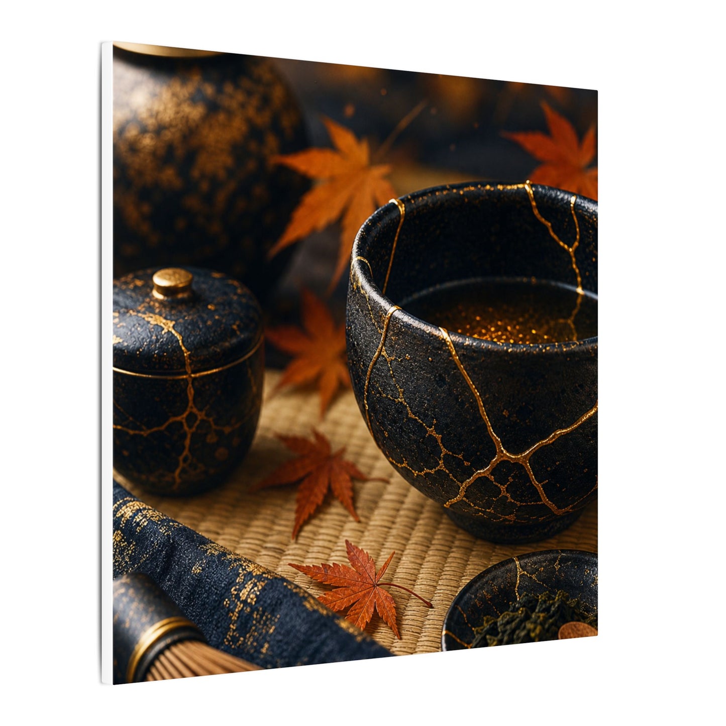 Seijaku Tea Ceremony Canvas Art - Kintsugi Gold Repair