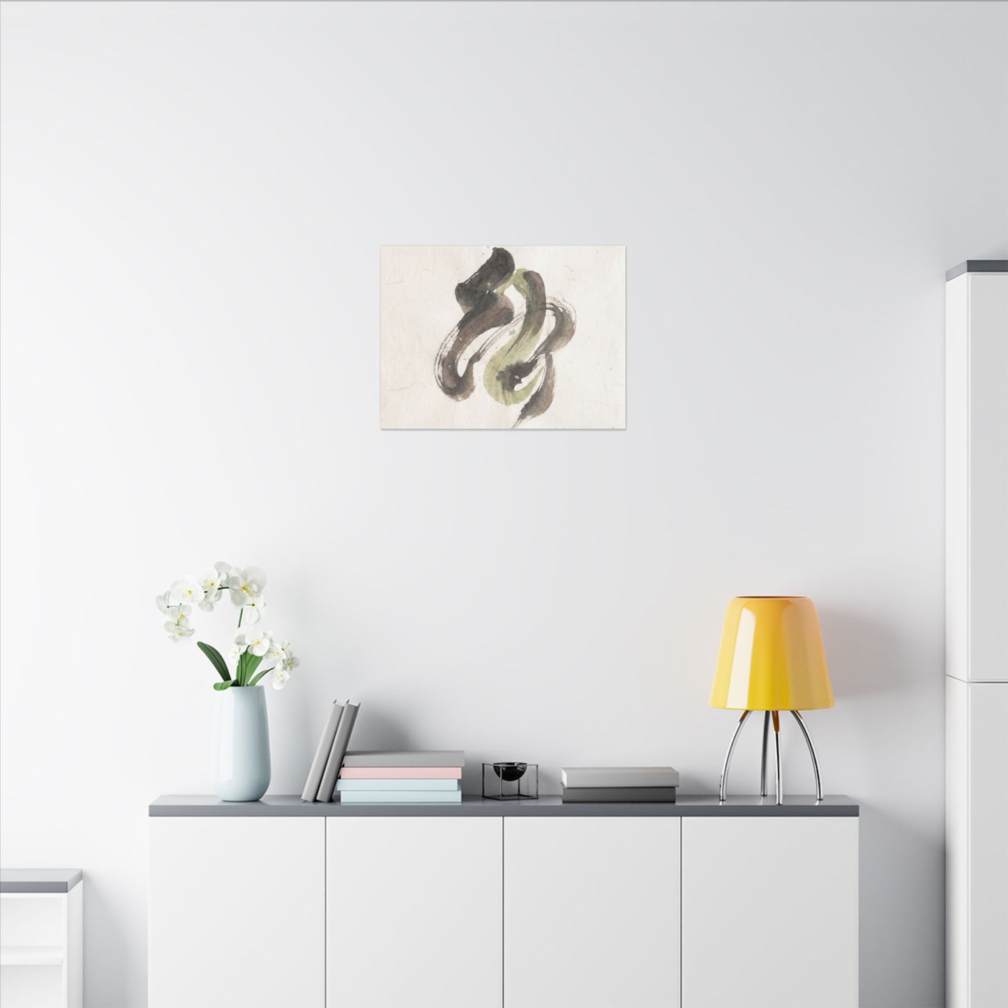 Ink Brushstroke Canvas Art | Spring Japandi Japanese Pattern Art