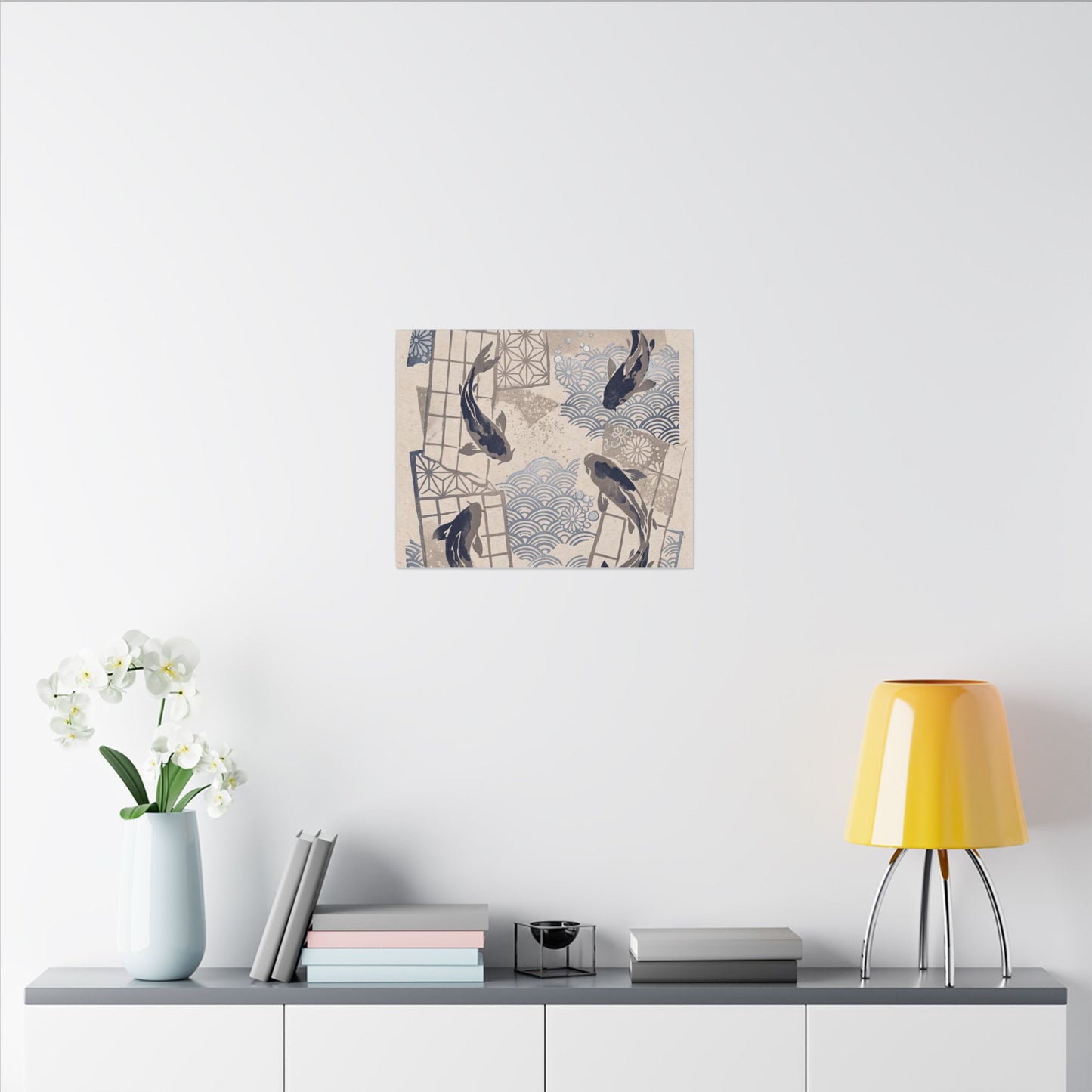 Earthy Koi Pond Canvas Art - Japanese Pattern Japandi
