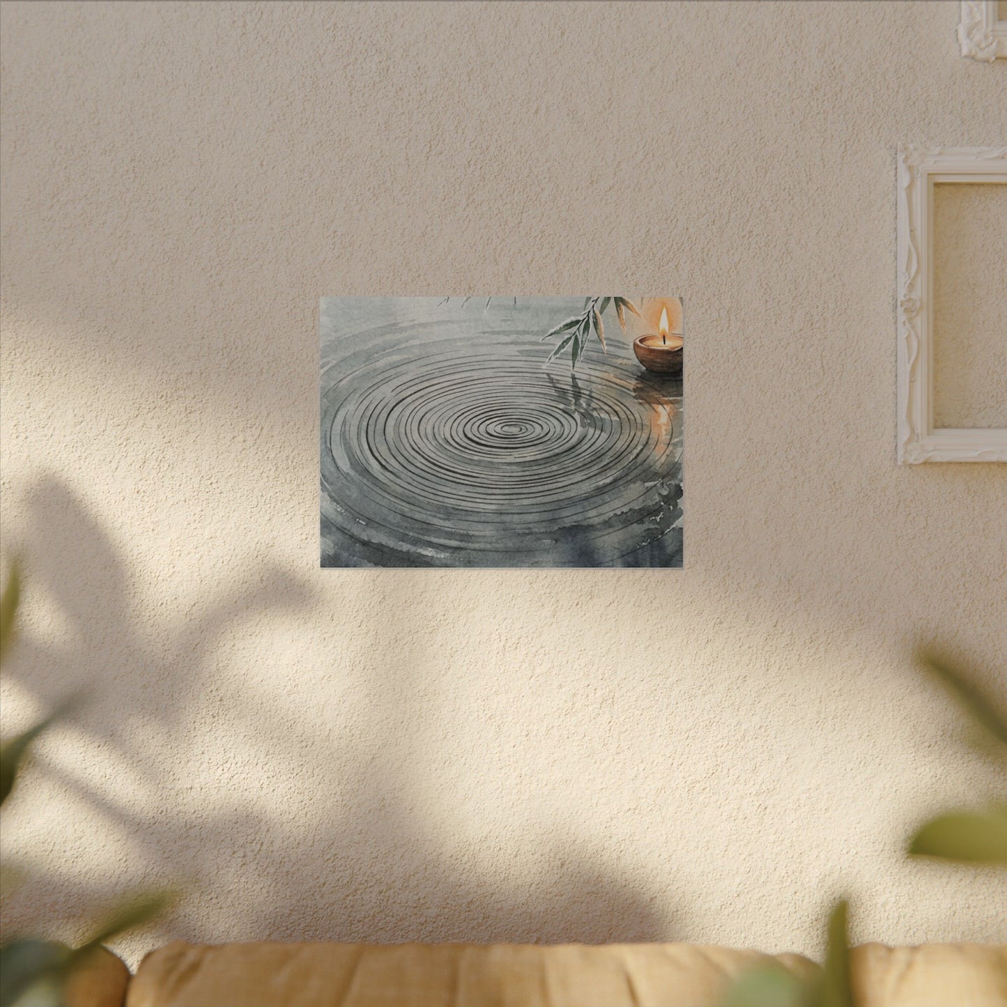 Water Ripple Sumi E Canvas Art | Calm Zen Art