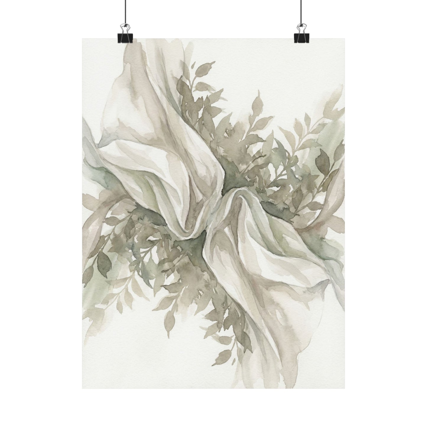 Silk Drape Watercolor Wall Art Print | Elegant Japandi Art Art Print