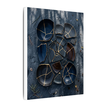 Dark Japandi Broken Pottery in Dappled | Shadow Zen Canvas Art