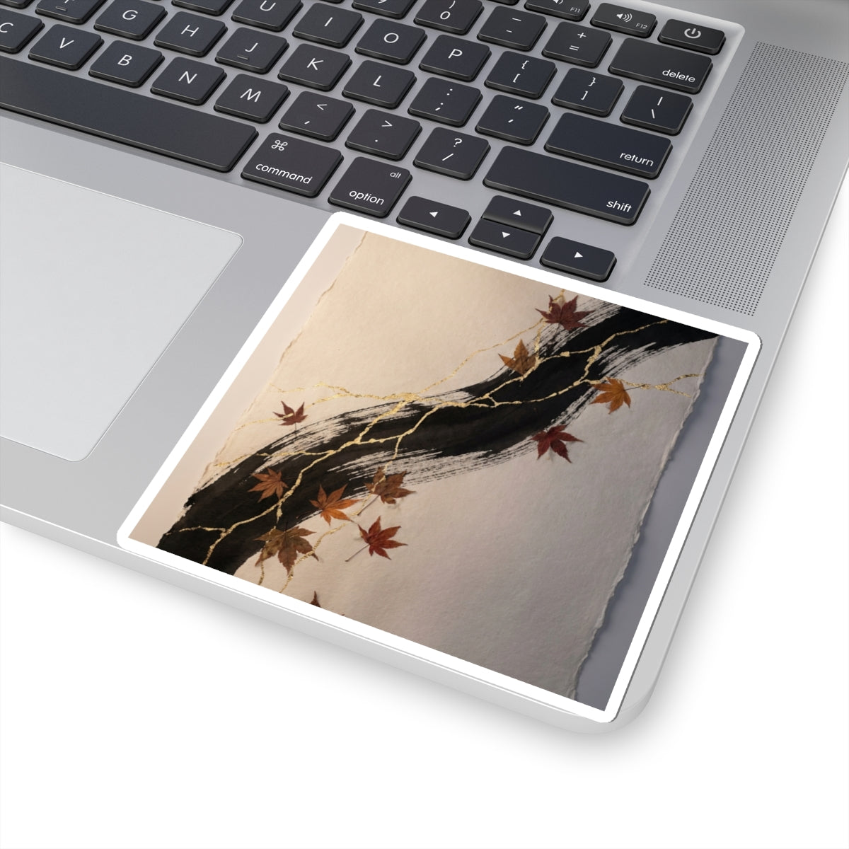 Ink Brushstroke Sticker | Autumn Kintsugi Gold Vein Art