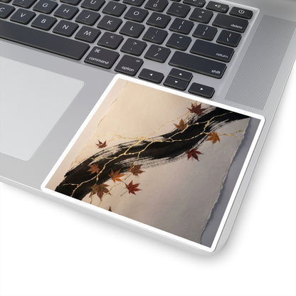 Ink Brushstroke Sticker | Autumn Kintsugi Gold Vein Art