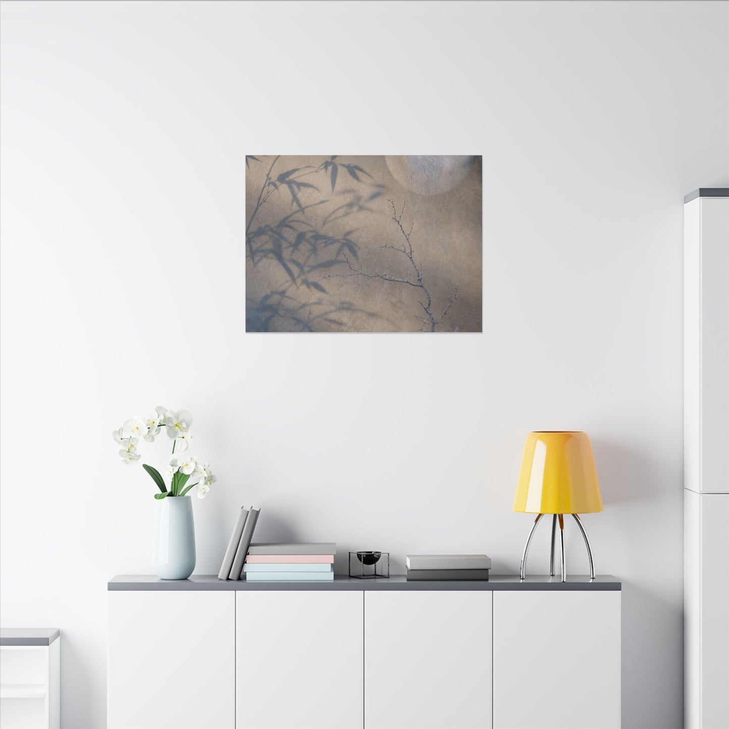 Shadow Play Canvas Art | Winter Japandi Japanese Pattern Art