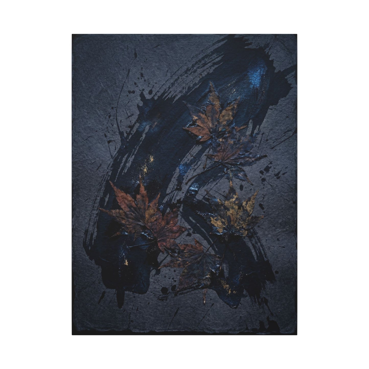 Sophisticated Ink Brushstroke Canvas Art - Dark Texture Dark Japandi