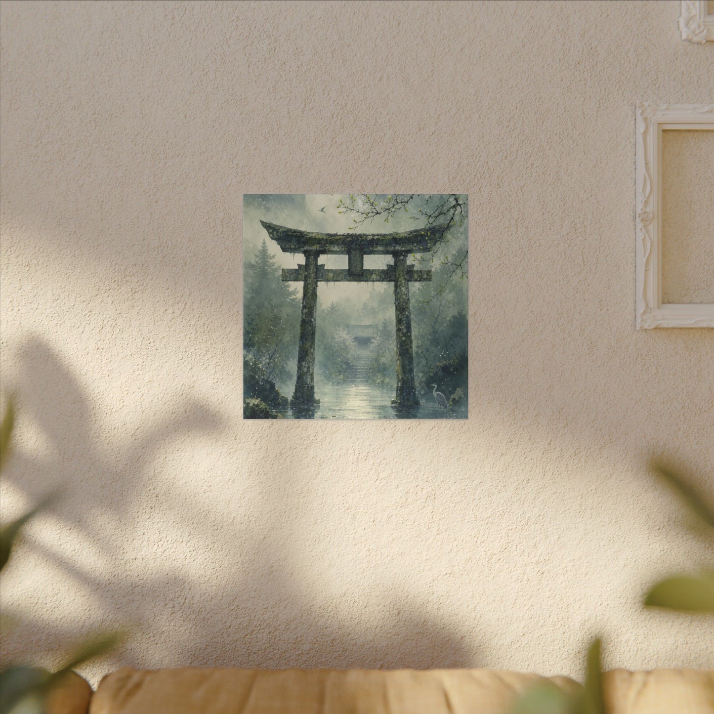 Earthy Torii Gate Canvas Art - Watercolor Japandi