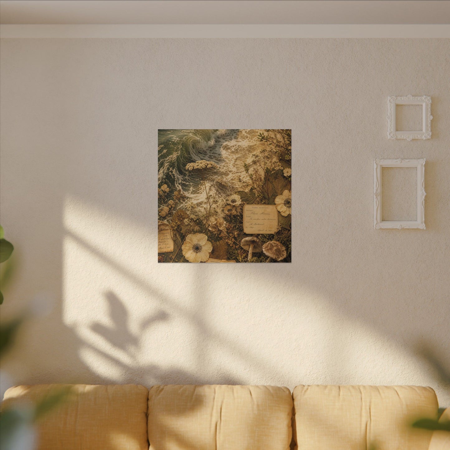 Spring Ocean Wave Herbarium Canvas Art | Nostalgic Decor