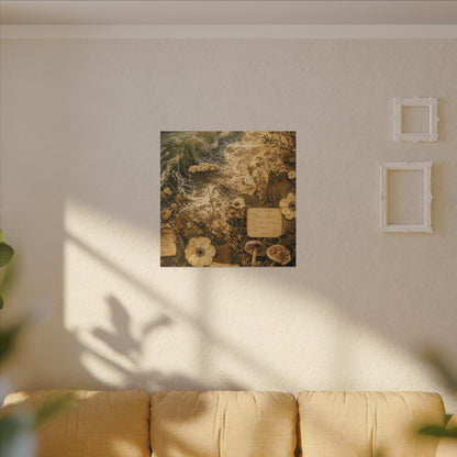 Spring Ocean Wave Herbarium Canvas Art | Nostalgic Decor