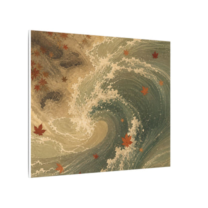 Japandi Ocean Wave in Candlelight | Japanese Pattern Canvas Art