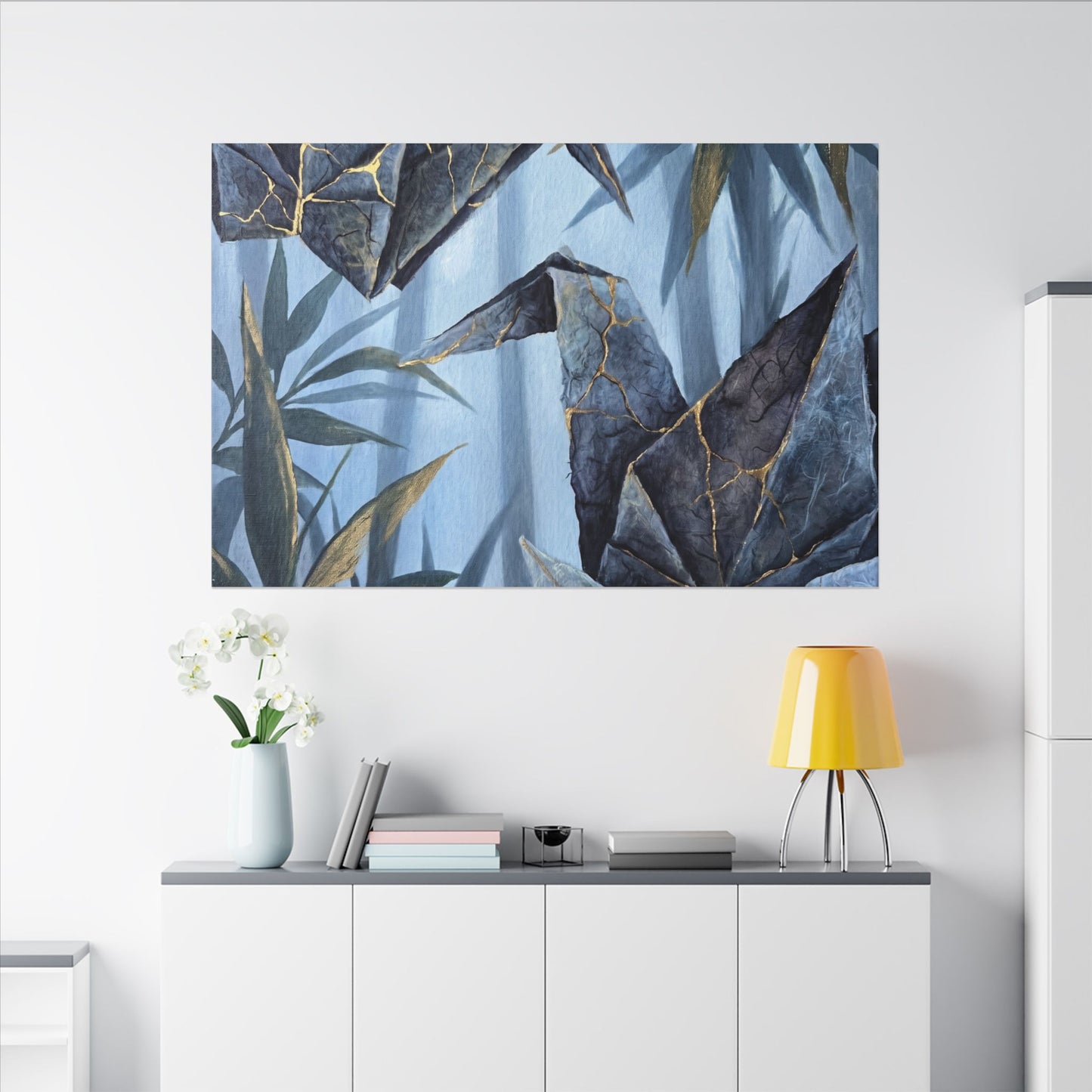 Paper Fold Canvas Art | Summer Kintsugi Crackle Gold Art