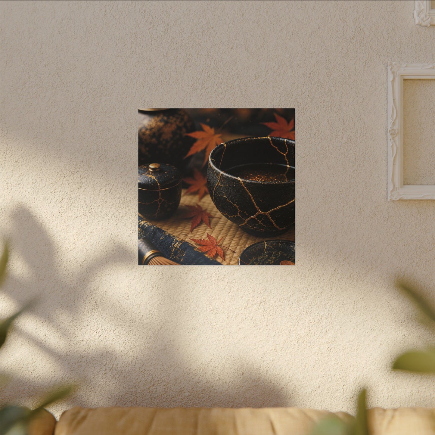 Seijaku Tea Ceremony Canvas Art - Kintsugi Gold Repair