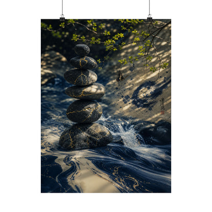River Stones Wall Art Print | Spring Kintsugi Broken Beauty Art