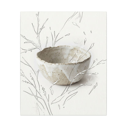 Neutral Ceramic Bowl Canvas Art - Minimal Line Japandi