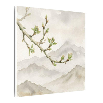 Spring Mountain Mist Watercolor Canvas Art | Cozy Decor
