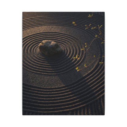 Rock Garden Shadow Zen Canvas Art | Bold Dark Japandi Art