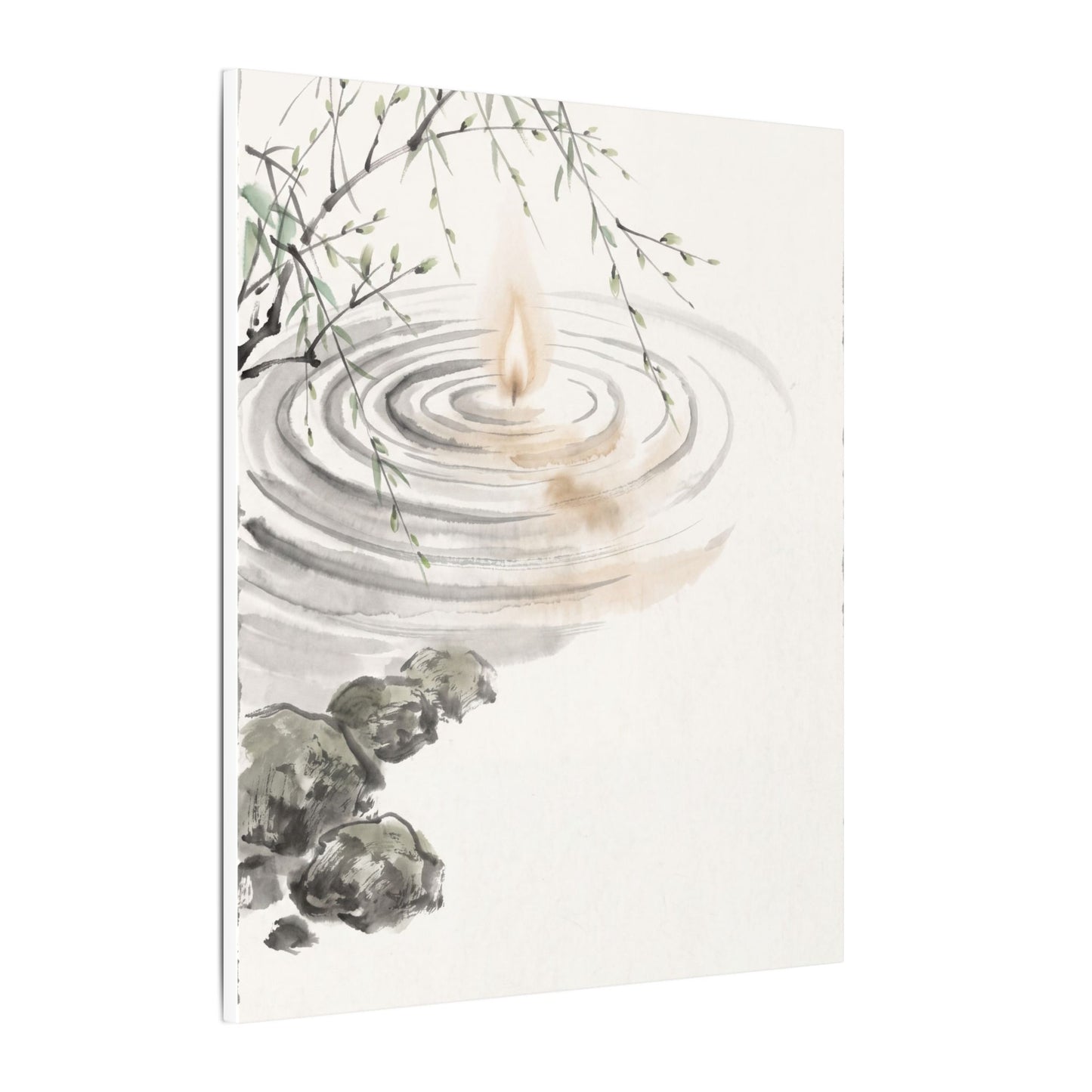 Water Ripple Sumi E Canvas Art | Tranquil Zen Art
