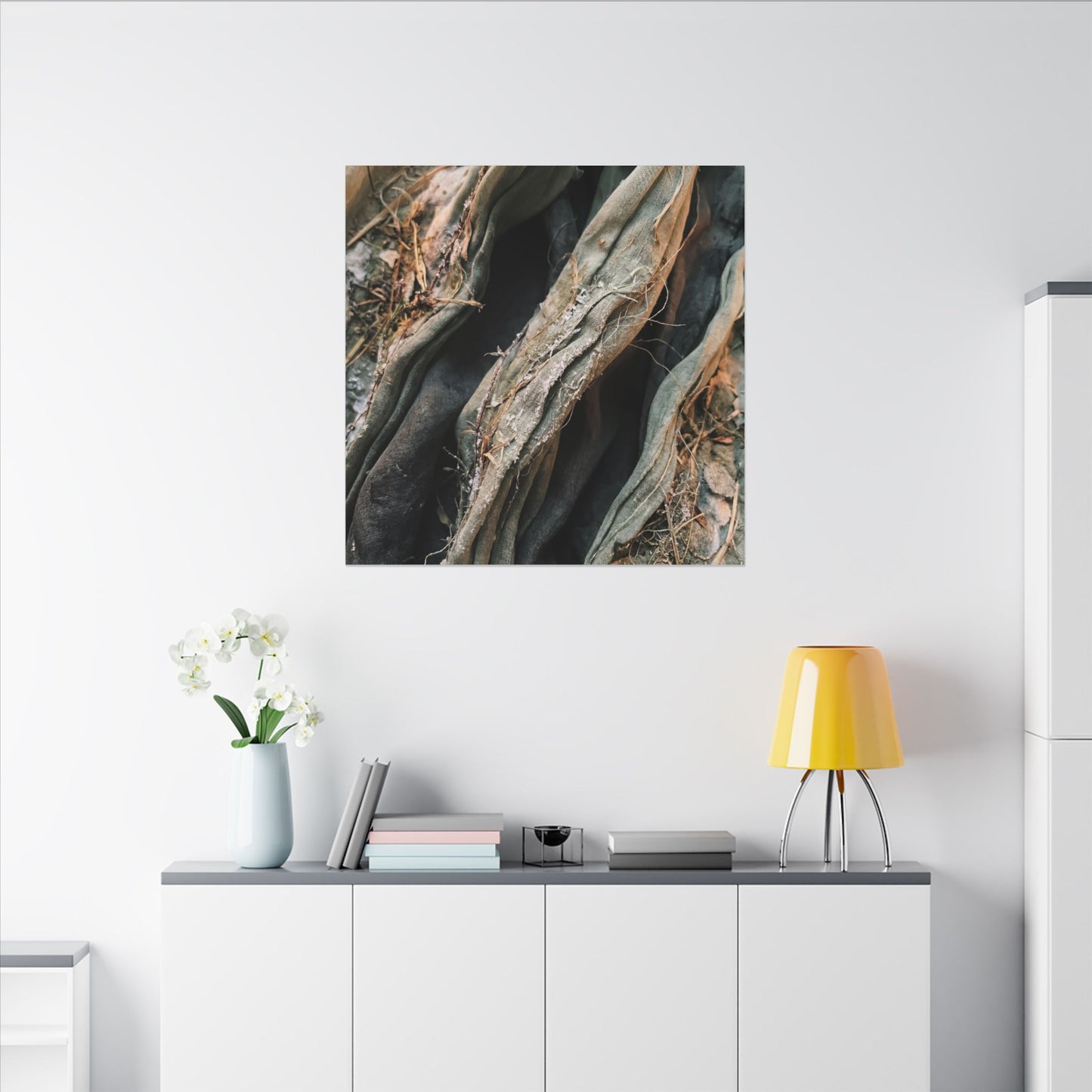 Silk Drape Winter Canvas Art | Japandi Cozy Design