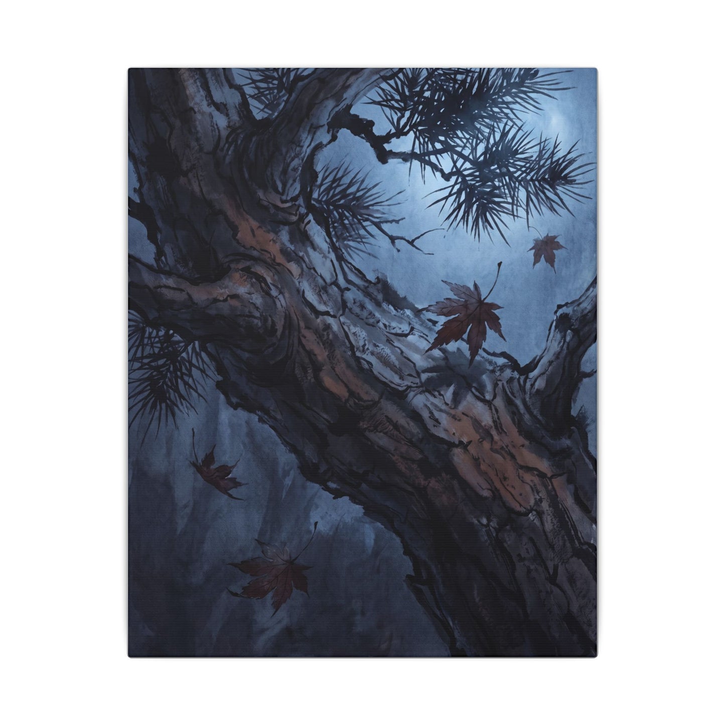 Atmospheric Pine Tree Canvas Art - Shadow Zen Dark Japandi