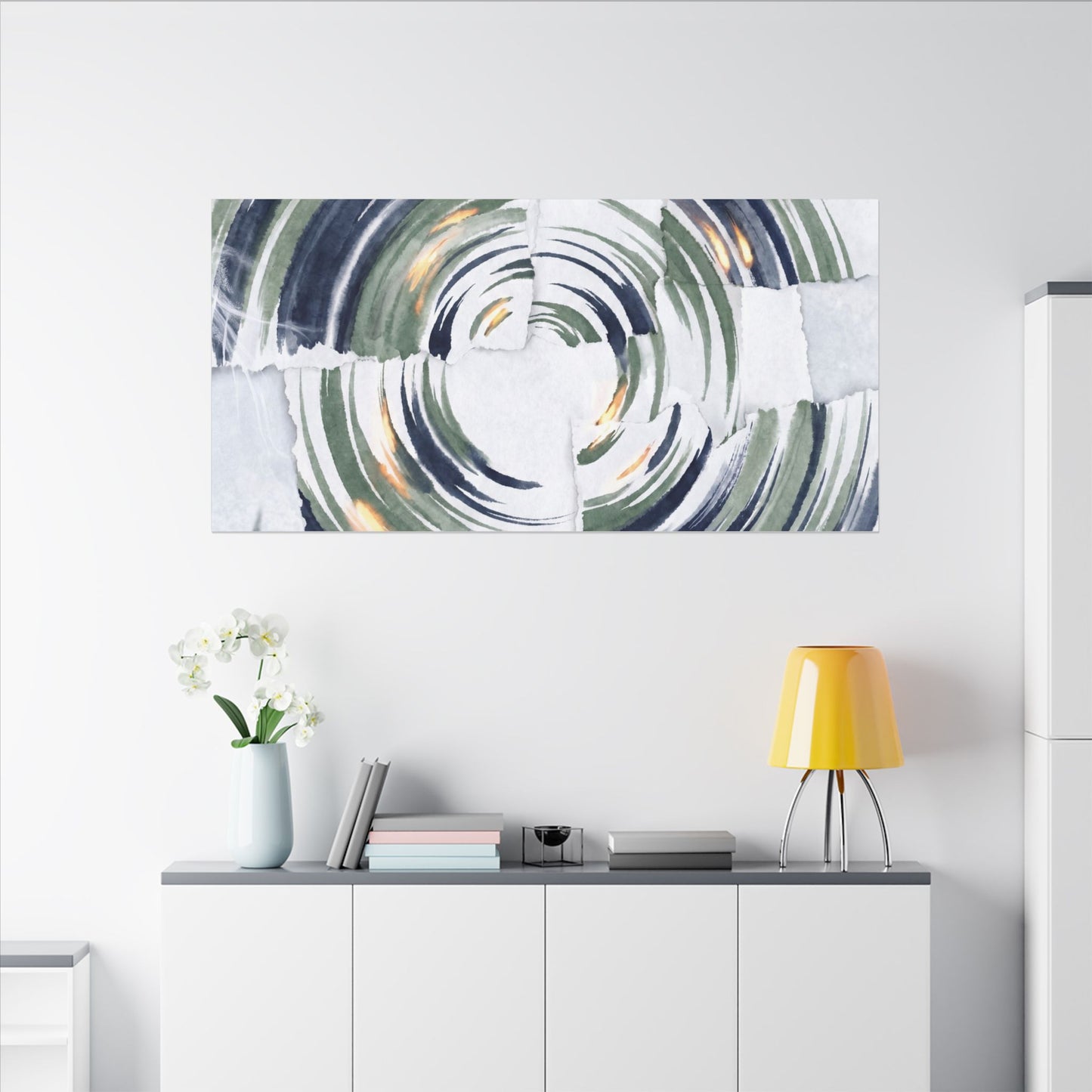 Winter Water Ripple Sumi E Canvas Art | Peaceful Decor
