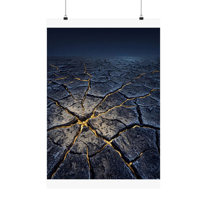 Ma Cracked Earth Wall Art Print - Kintsugi Broken Beauty