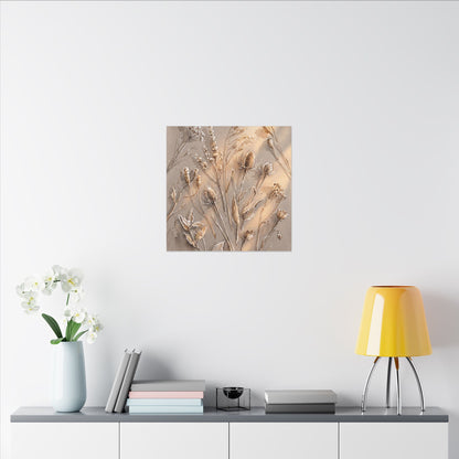 Japandi Dried Flowers in Golden Hour | Watercolor Canvas Art