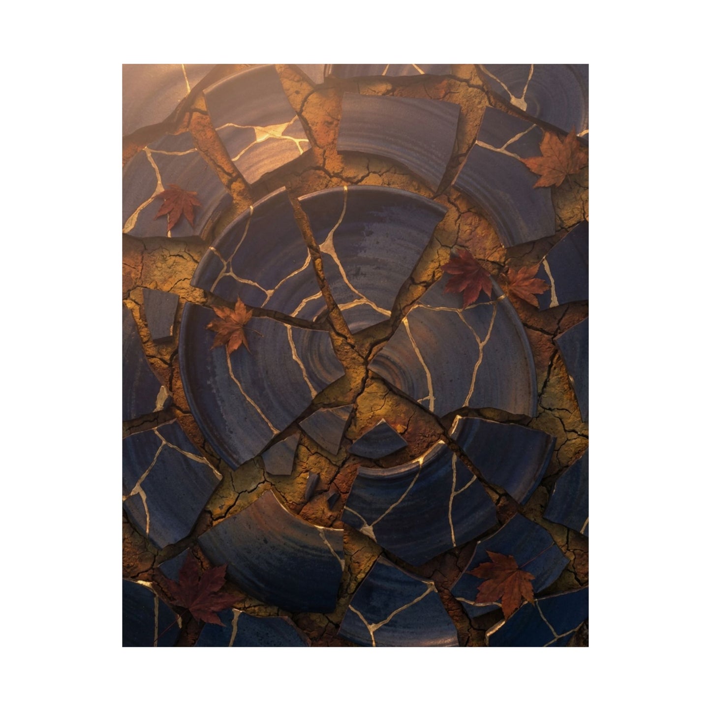 Autumn Cracked Earth Gold Repair Wall Art Print | Beautiful Decor