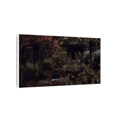 Stone Lantern Spring Canvas Art | Dark Japandi Bold Design