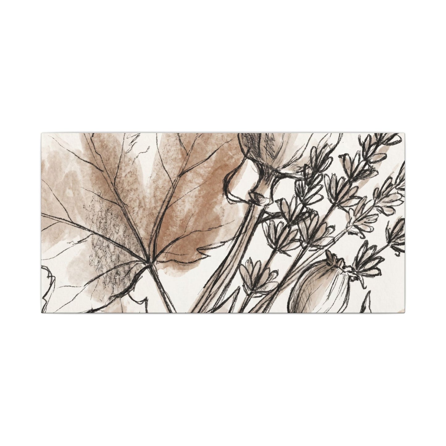 Neutral Dried Flowers Canvas Art - Minimal Line Japandi