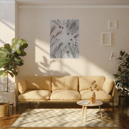 Dried Flowers Japanese Pattern Canvas Art | Elegant Japandi Art