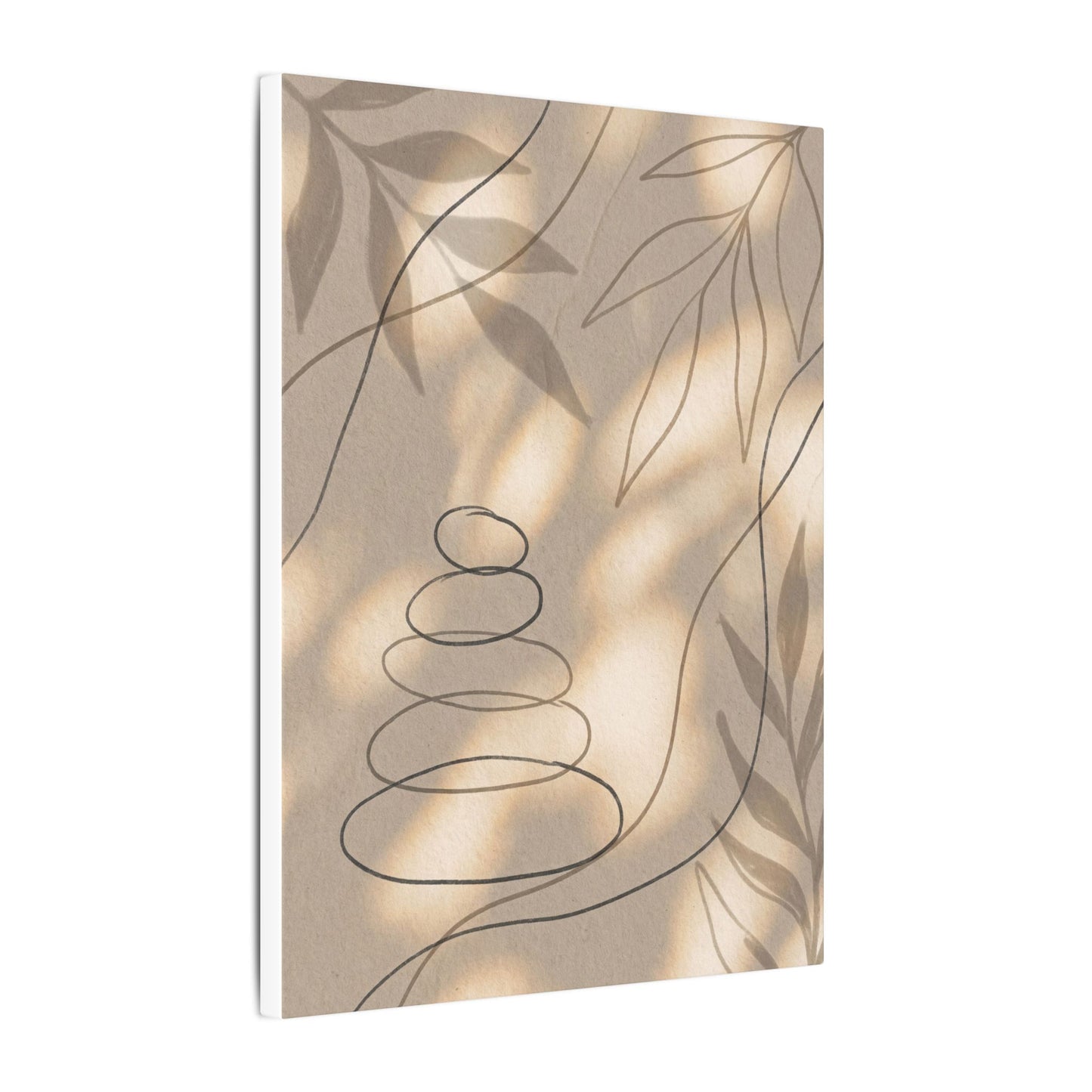 River Stones Minimal Line Canvas Art | Earthy Japandi Art