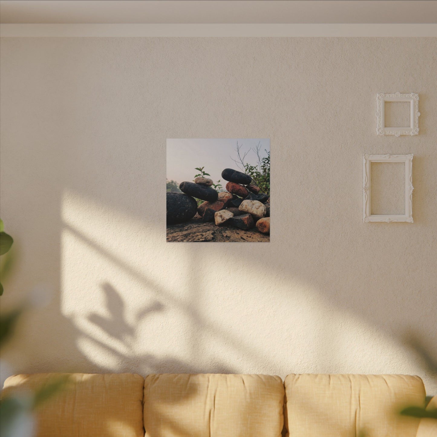 River Stones Canvas Art | Spring Kintsugi Broken Beauty Art
