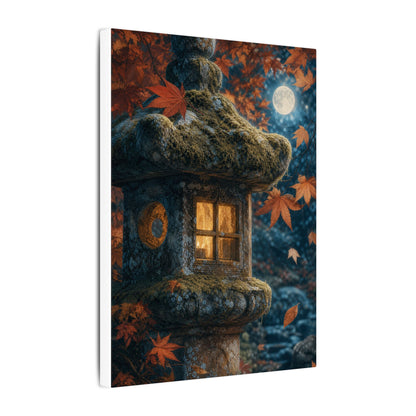 Autumn Stone Lantern Forest Whimsy Canvas Art | Earthy Decor