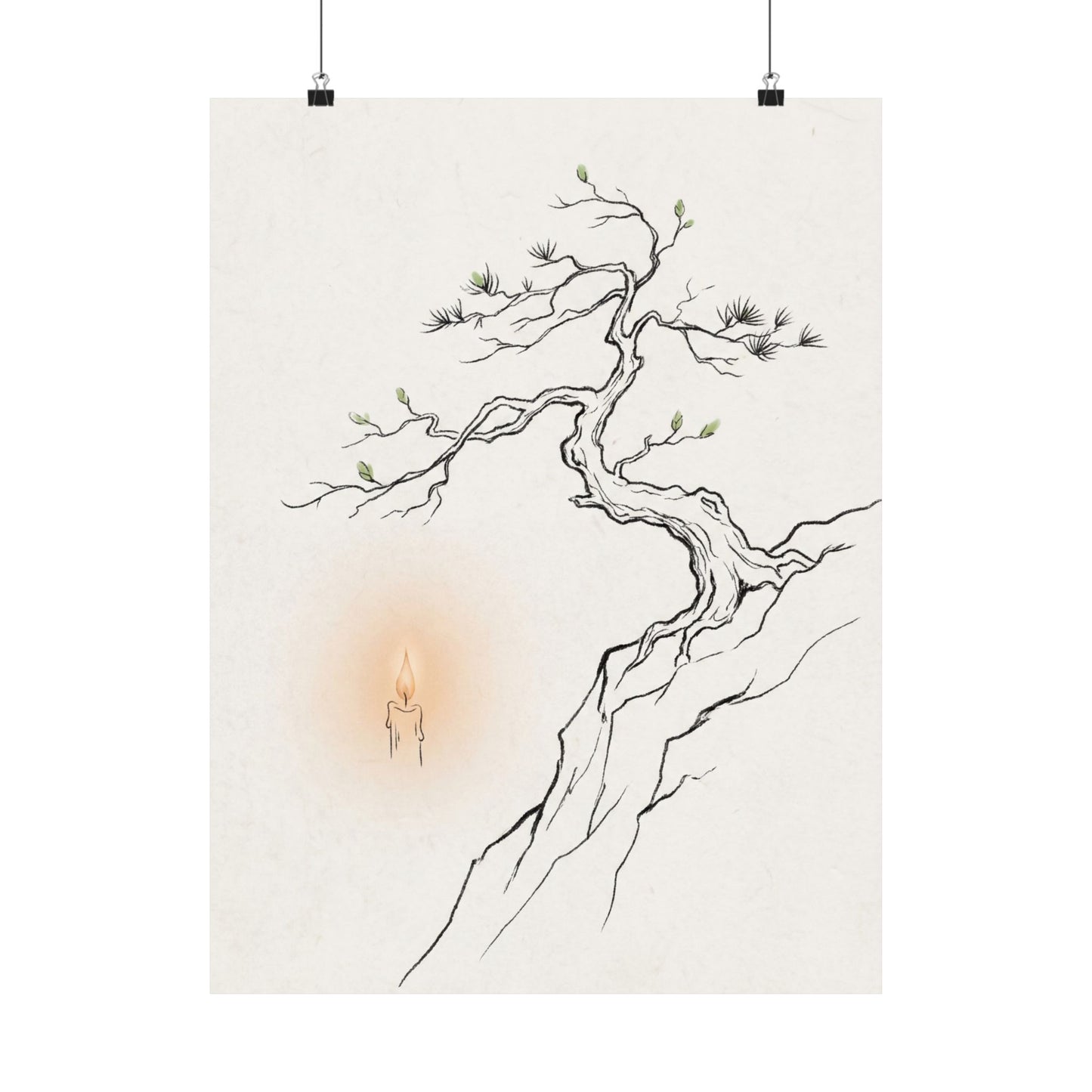 Spring Pine Tree Minimal Line Wall Art Print | Warm Decor Art Print