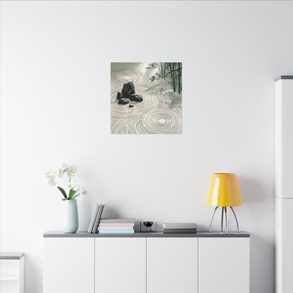 Shibui Rock Garden Canvas Art - Zen Ukiyo E Inspired