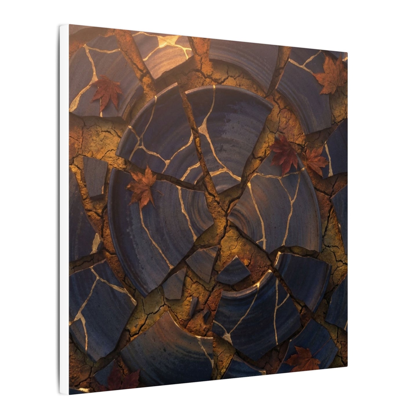 Autumn Cracked Earth Gold Repair Canvas Art | Philosophical Decor