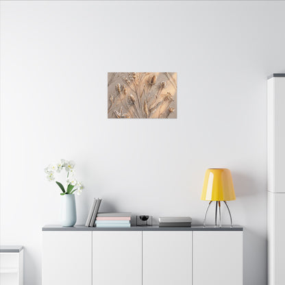Japandi Dried Flowers in Golden Hour | Watercolor Canvas Art