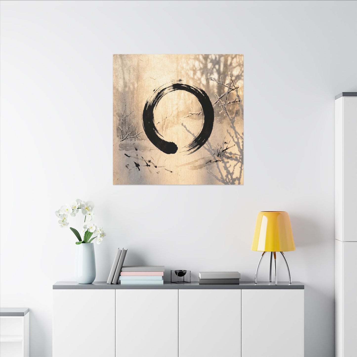 Shoji Screen Enso Canvas Art | Contemplative Zen Art