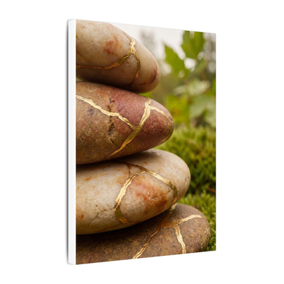 River Stones Summer Canvas Art | Kintsugi Healing Design