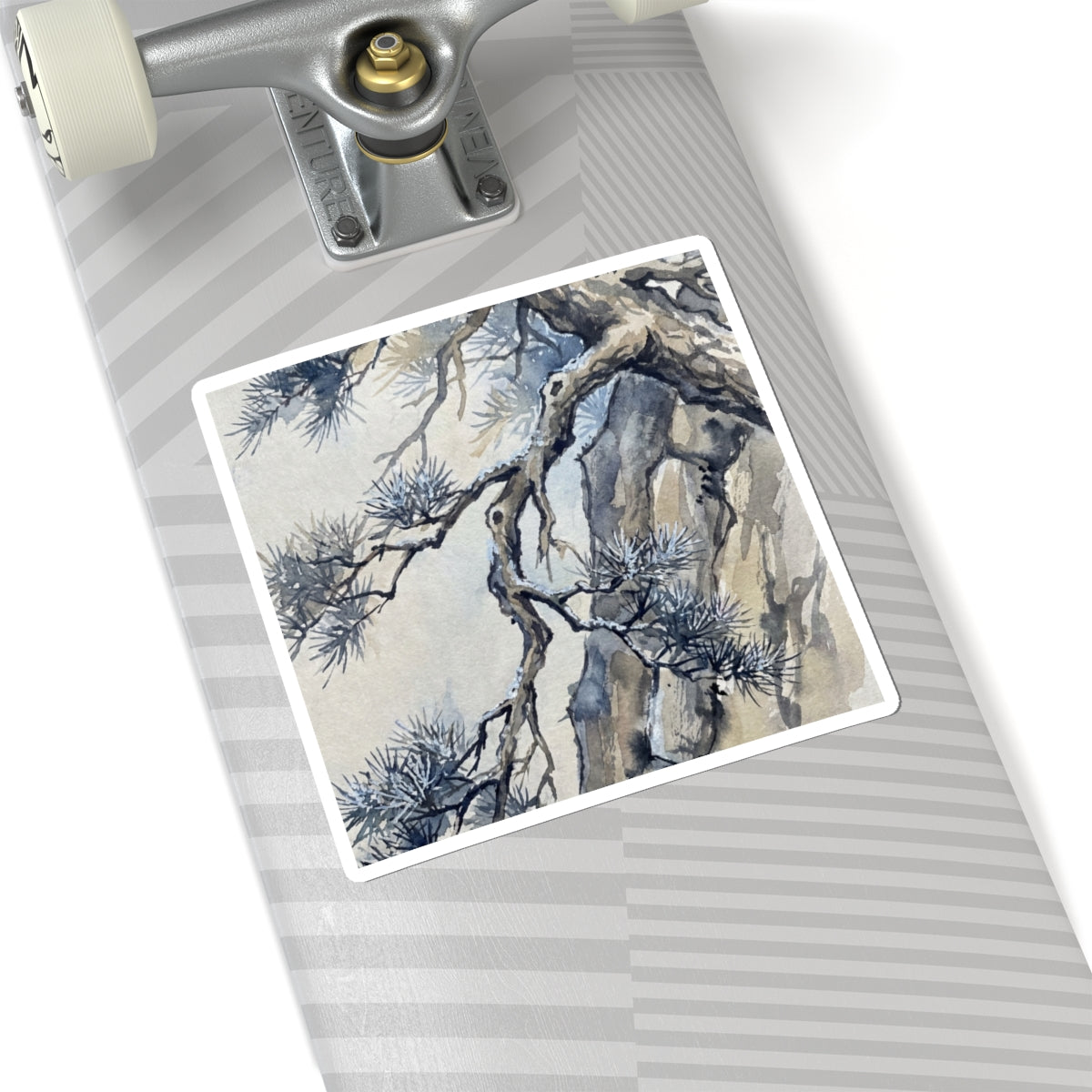 Japandi Pine Tree in Moonlight | Watercolor Sticker