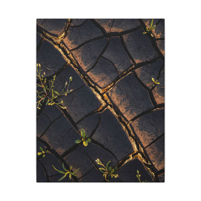 Kintsugi Cracked Earth in Golden Hour | Gold Vein Canvas Art