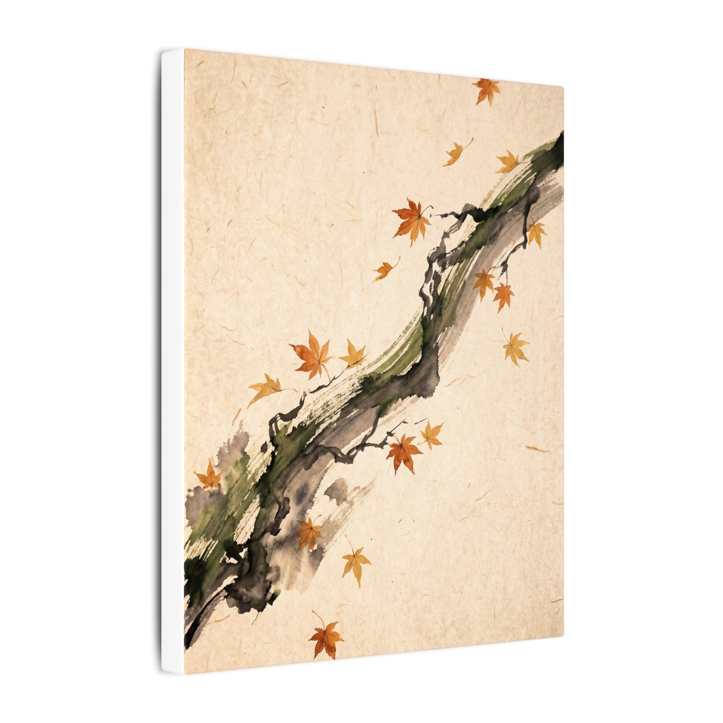 Ink Brushstroke Autumn Canvas Art | Zen Calm Design